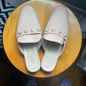 Blush pink, embellished mules
